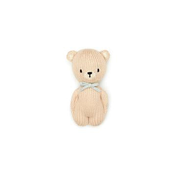 Bear Rattle- Light beige & light blue