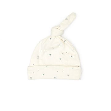 Pointelle knot hat-White swan little flowers