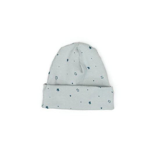 Little Noah | Ribbed beanie blue- Gray mist little stars