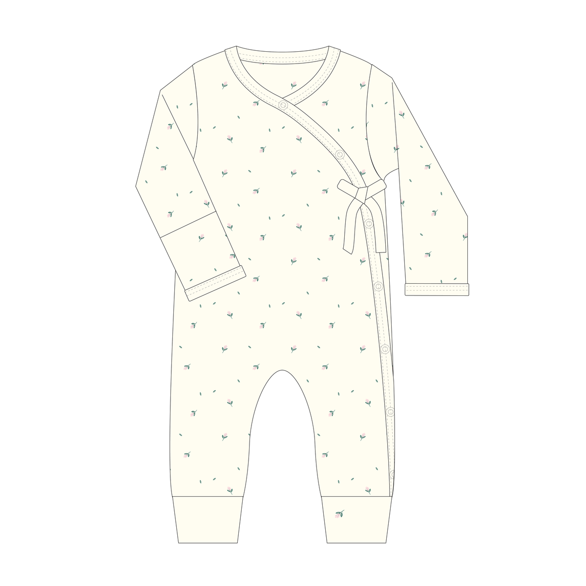 White swam little flowers Milan Romper