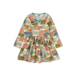 Long Sleeve Wrap Neck Dress / Sun & Moon Folktale