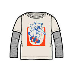 Skater Moon Bear Layered Tee / Birch