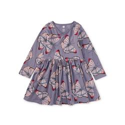 Long Sleeve Wrap Neck Dress / Butterfly Dance