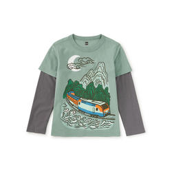 Korean Train Layered Tee / Sea