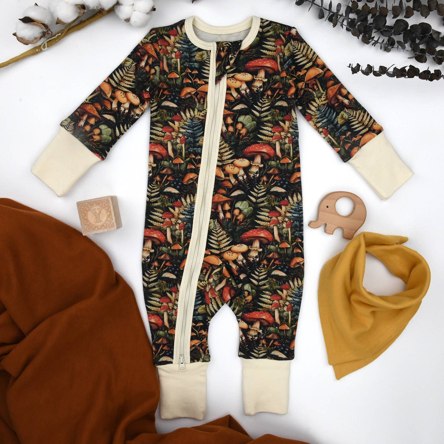 Organic Cotton Pajamas Zipper Sleeper, Yarrow PREORDER