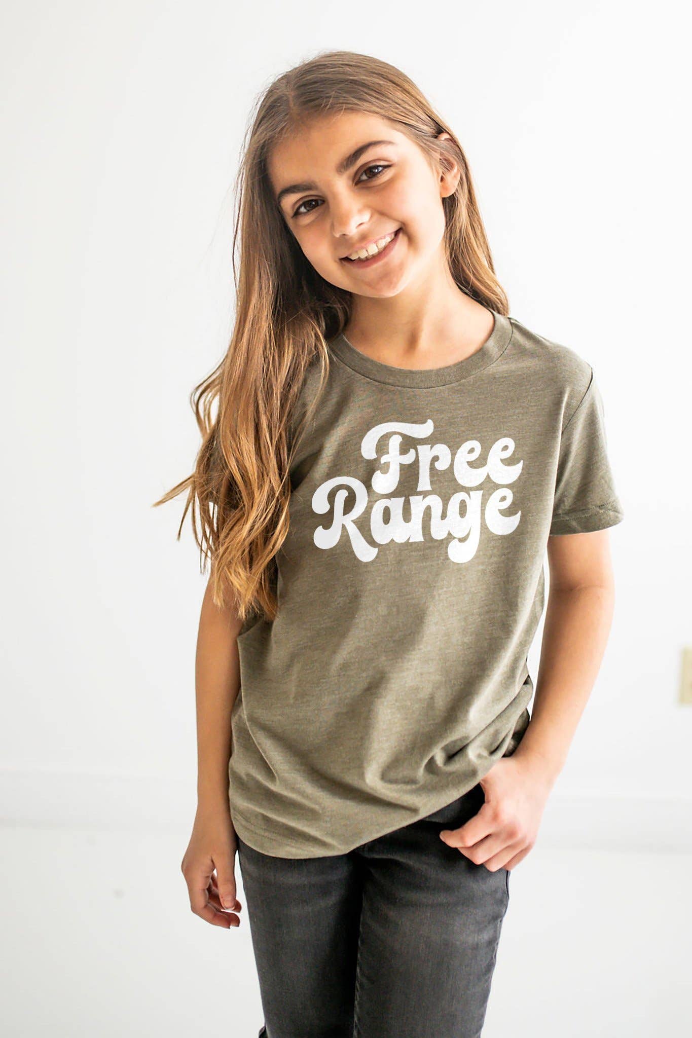 Free Range Kids T-shirt | Eco-Friendly Farm Graphic Tee: Mustard / Youth Small