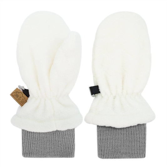 Cream and Stormy Blue | Fleece Mittens