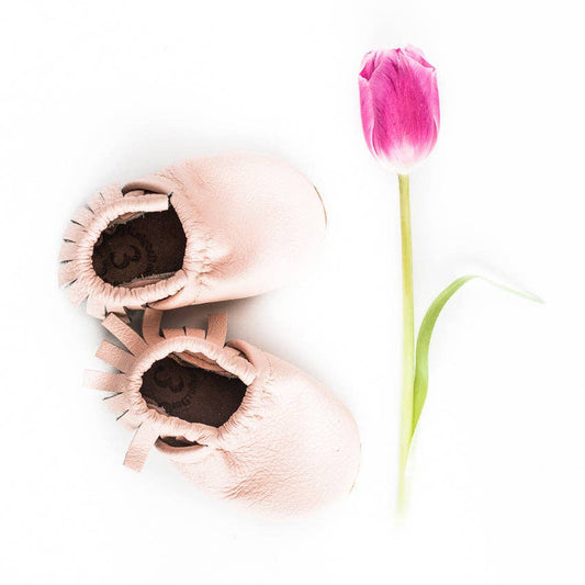 Rose Blush Leather Moccs Shoes Baby and Toddler