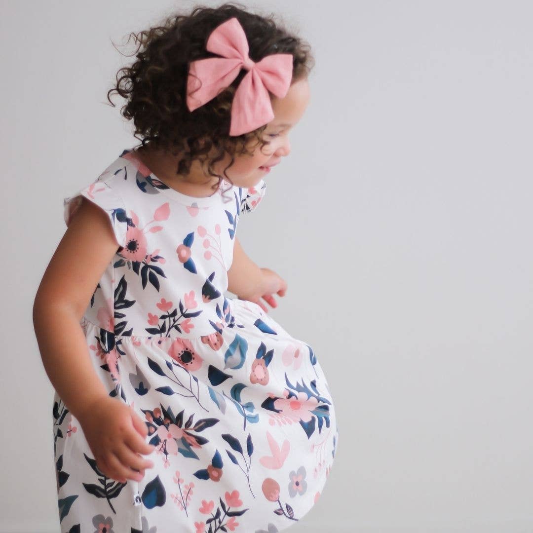 Flutter Sleeve Dress - Pink Clementine