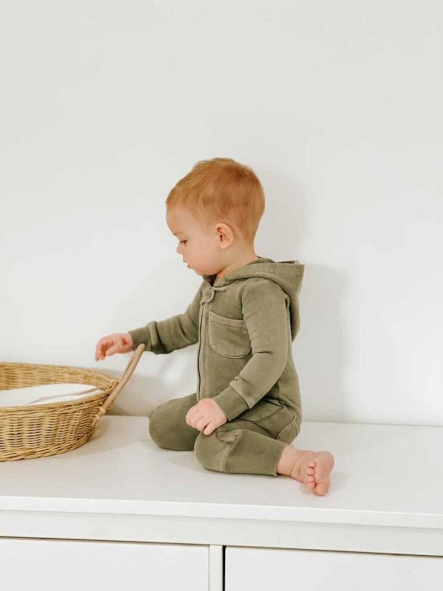 Organic Cozy Zipper Romper in Hunter