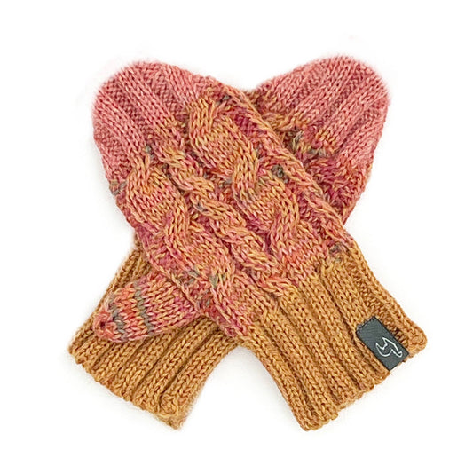 Kid's Alpaca Gloves - Braided - Sunny Swirl