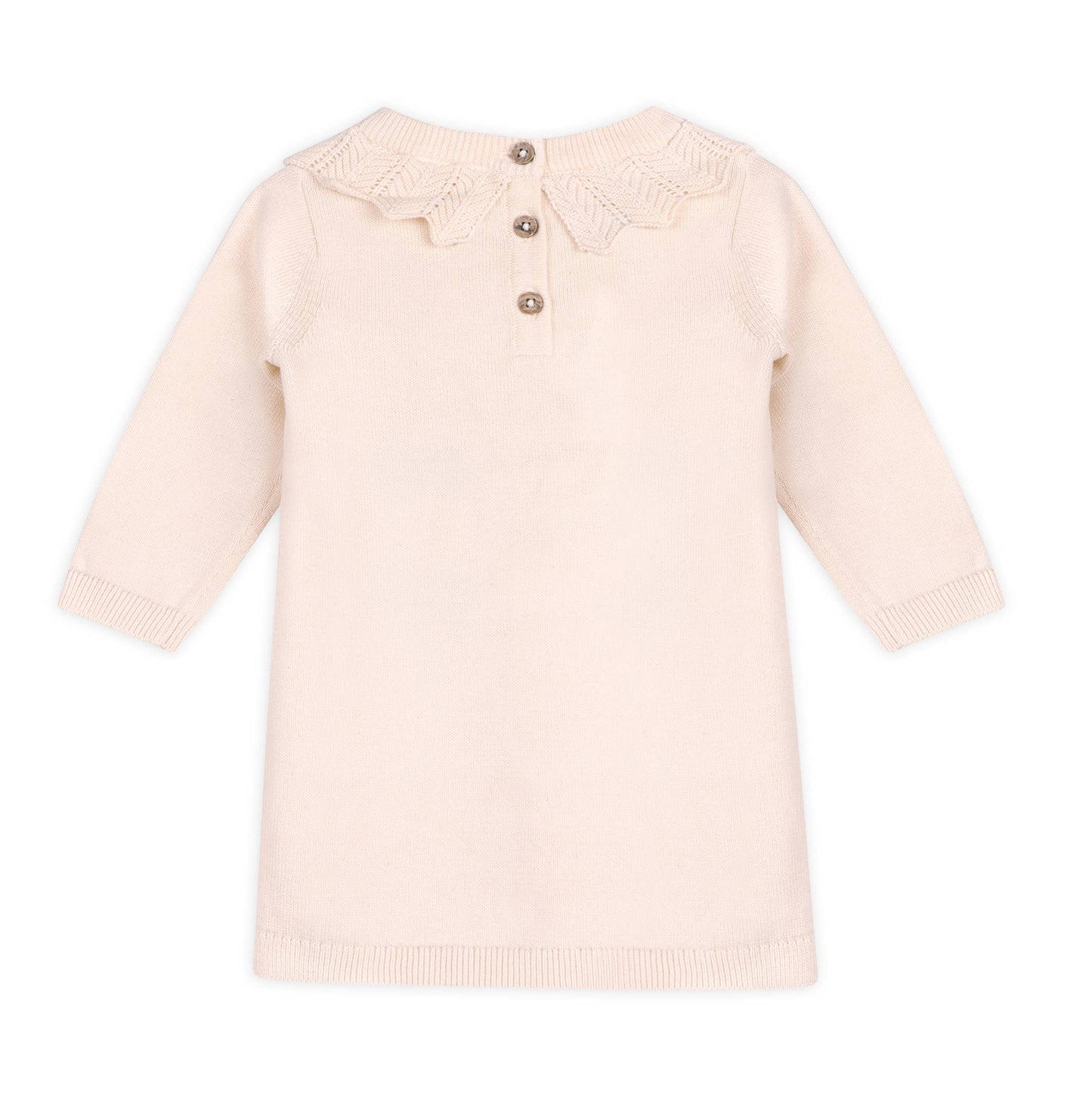 Floral Embroidered Knit Baby Ruffle Dress (Organic Cotton)