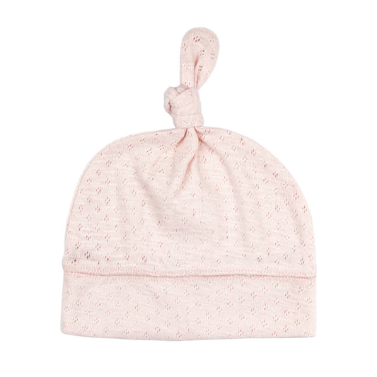 Pointelle Organic Knotted Hat in Cotton Candy