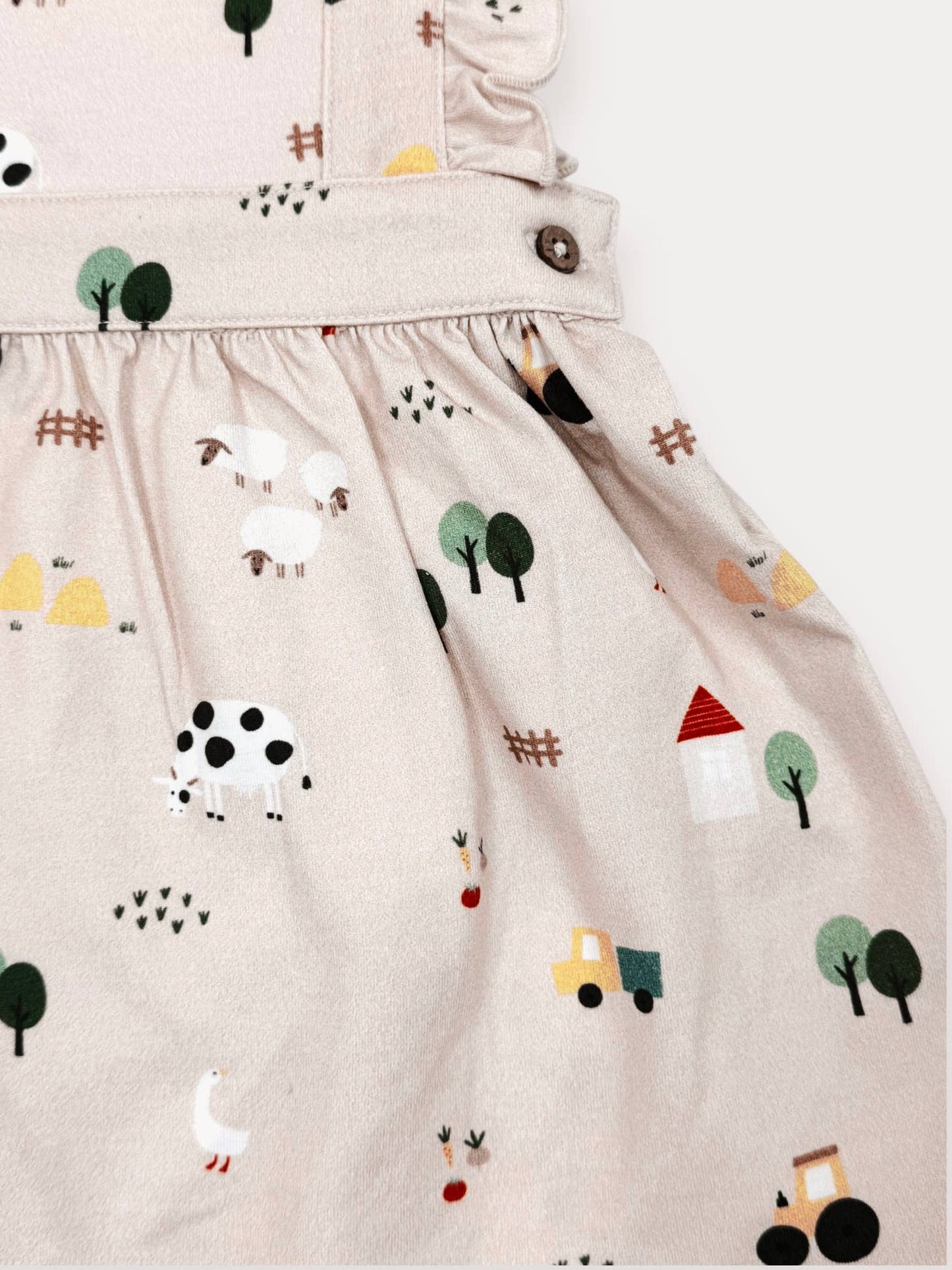 Farm Pinafore Overall Baby Dress + Bodysuit (Organic Jersey)