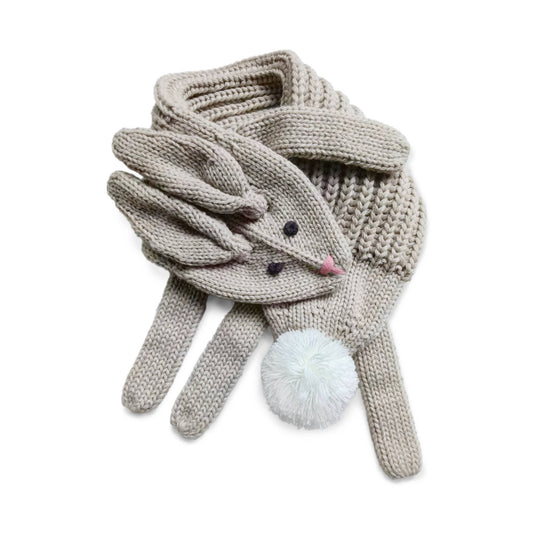Knitted Bunny Rabbit Scarf - One Size - Oat Beige