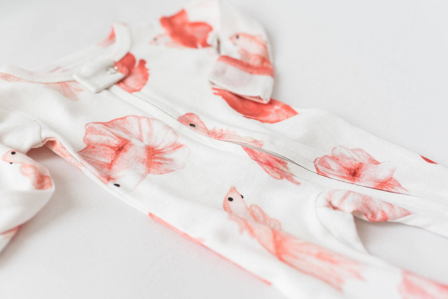 Organic 2-Way Zipper Footie in Goldfish