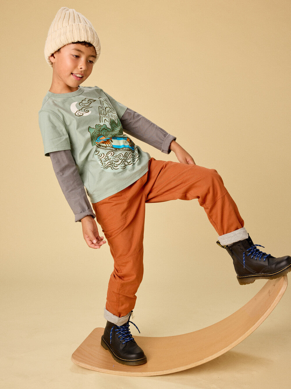 Korean Train Layered Tee / Sea
