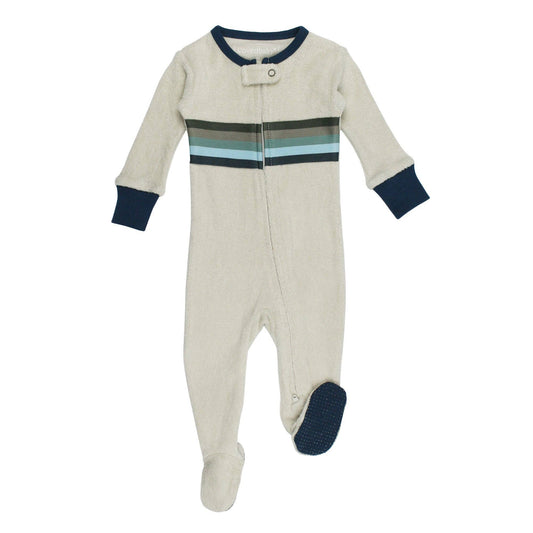 Organic Terry Cloth 2-Way Zipper Footie in Blues