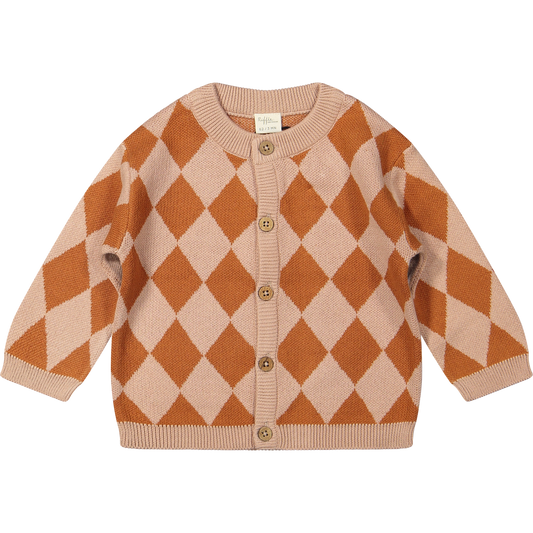 Cardigan Nero Diamond Knit Sirocco | Leather Brown
