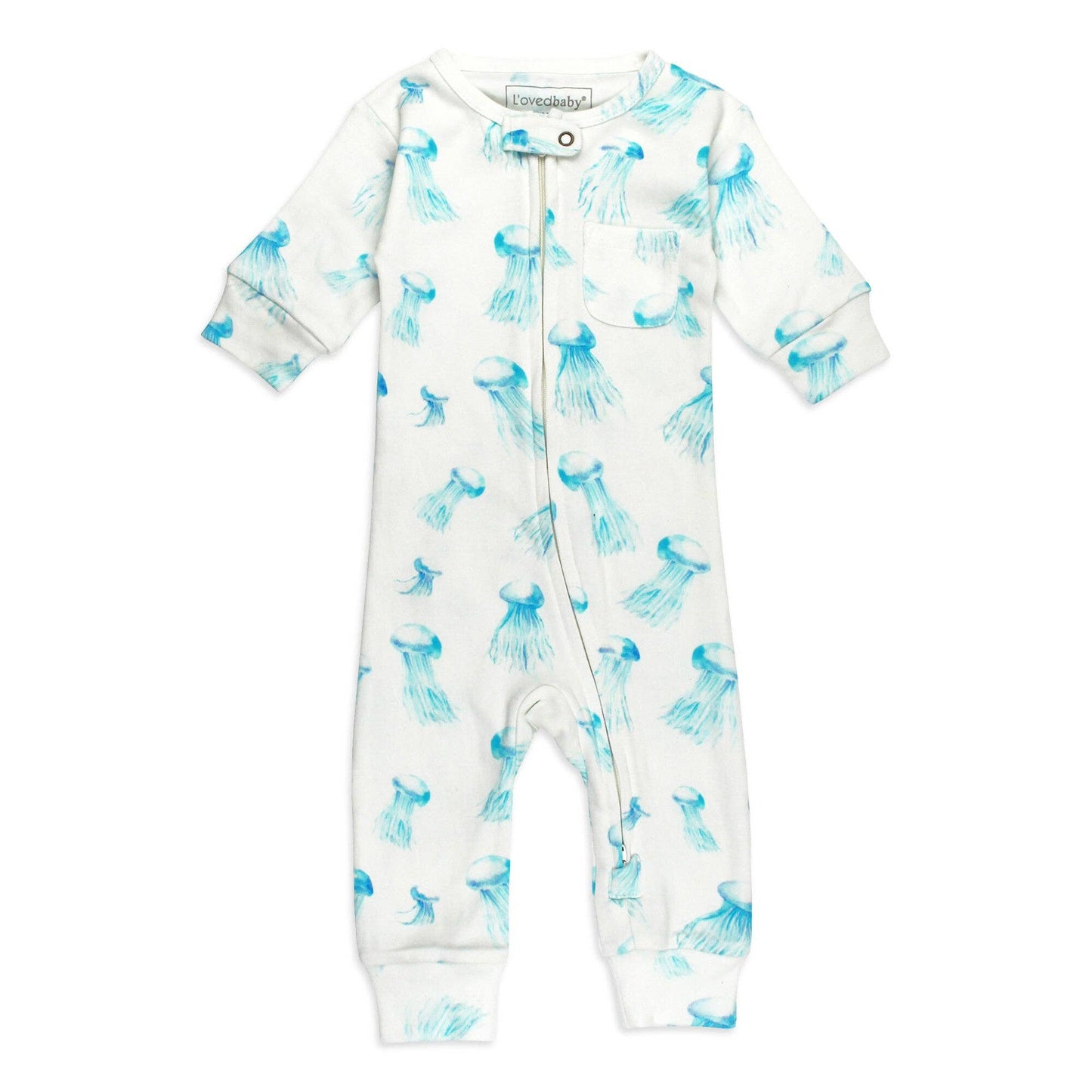 Organic Footless 2-Way Zipper Romper in Jellyfish