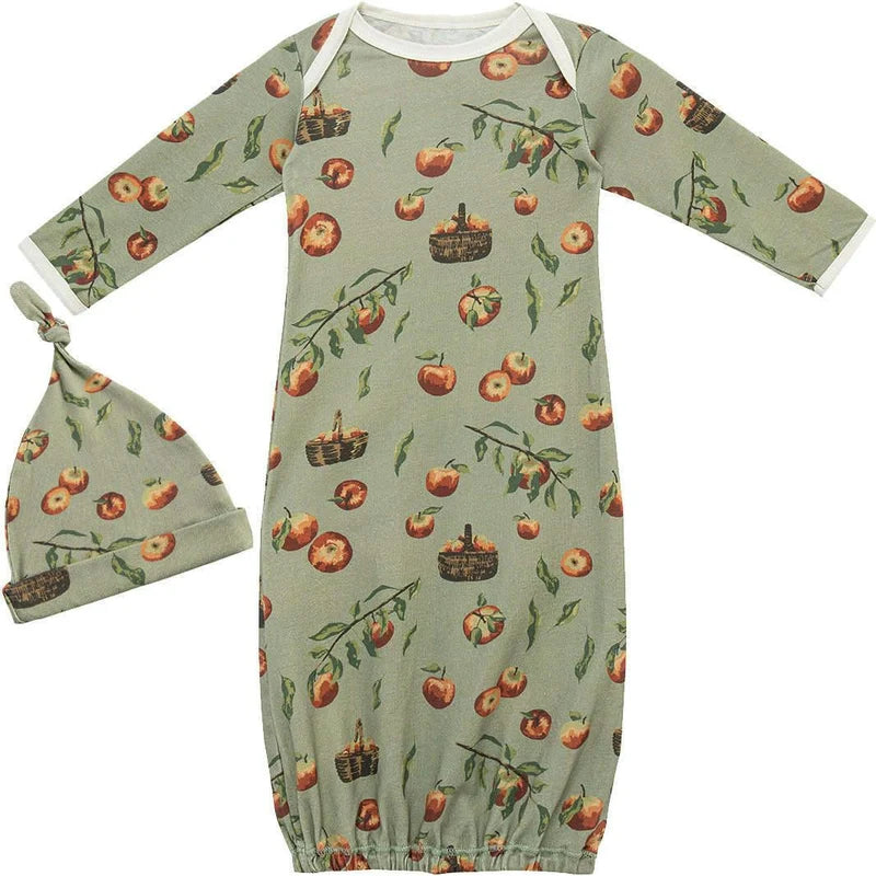 Apple Orchard Organic Cotton Newborn Gown & Hat Set