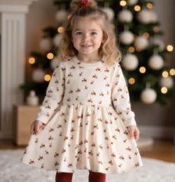 Long sleeve twirl dress | deer to my heart