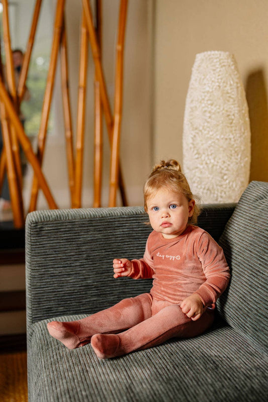 Stay Cozy Footie- Rose