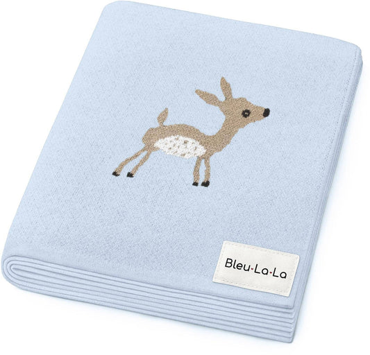 100% Luxury Cotton Receiving Swaddle Baby Blanket - Deer