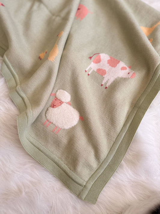 Farm Animals Knit Baby Blanket