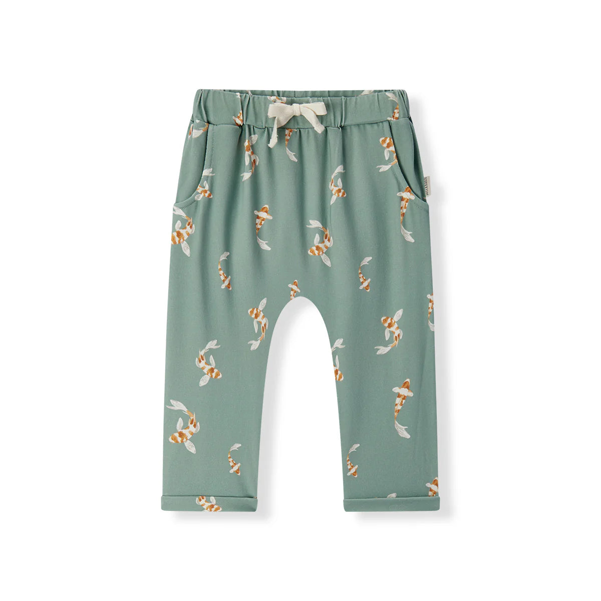 Cotton Stretch Long Sleeve One Piece Pant Set | Swimming Koi