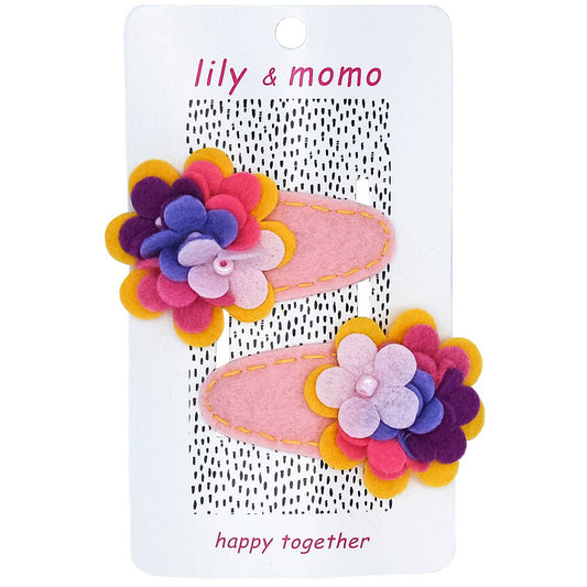 Pretty Petals Kids Hair Clips- Pink and purple