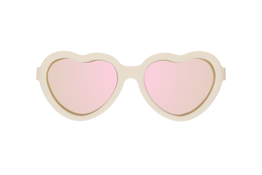 Sweet Cream Polarized Heart Sunglasses with Mirrored Lens