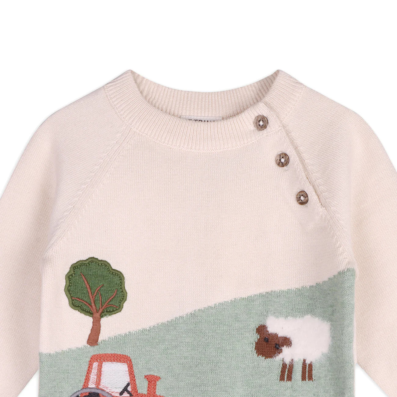 Farm Sheep Jacquard Sweater Knit Baby Pullover - Neutral