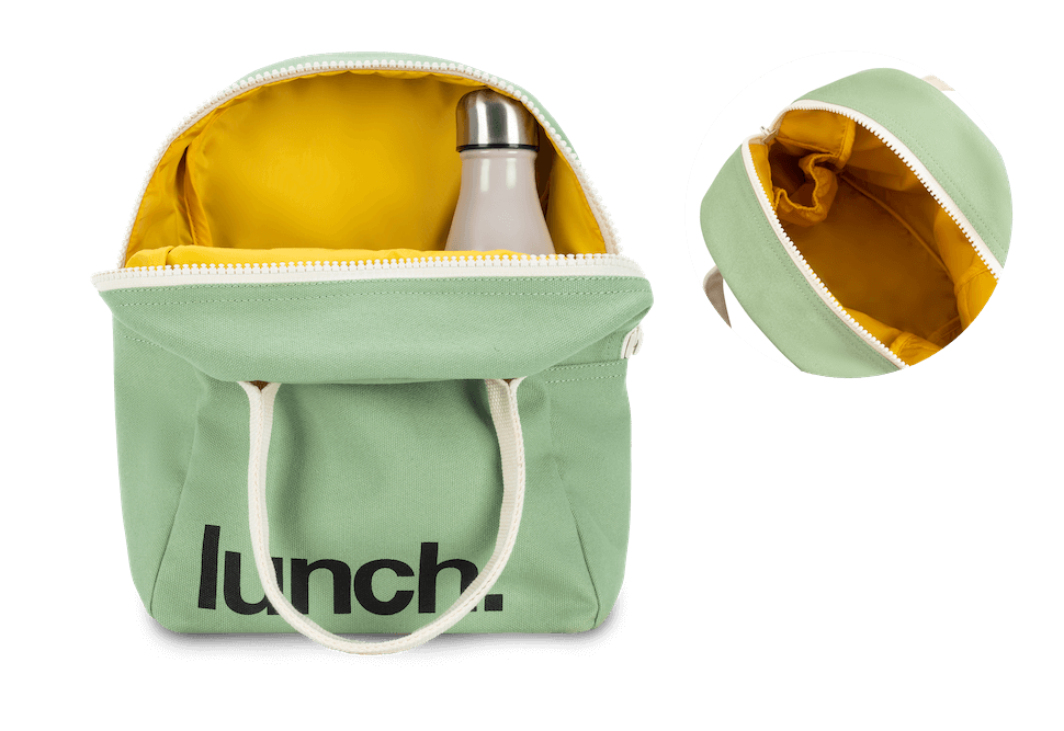 Zipper Lunch Bag - ‘Lunch’ Moss