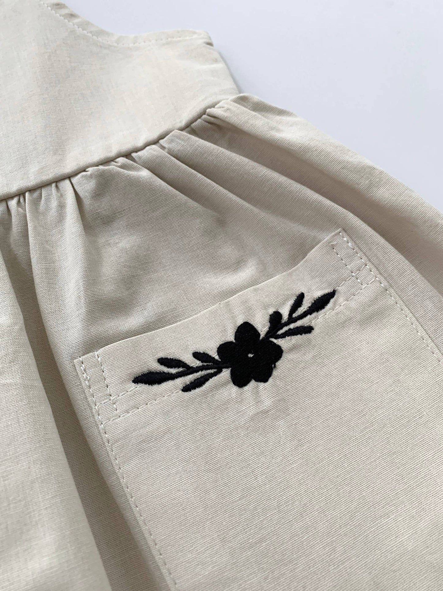 Baby / Girl Embroidered Summer Beige Dress 100% Cotton