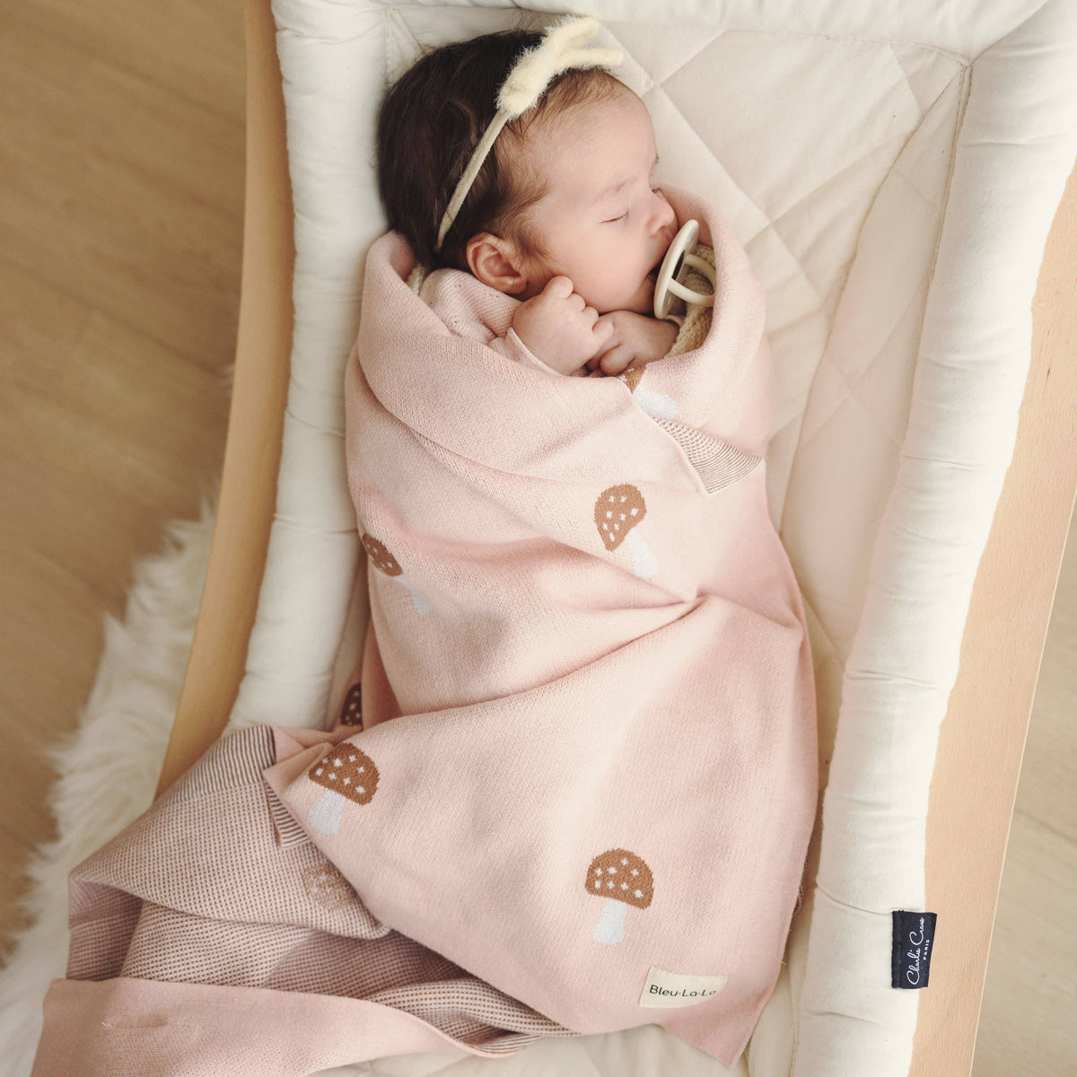 100% Luxury Cotton Swaddle Receiving Baby Blanket - Mocha Mushroom