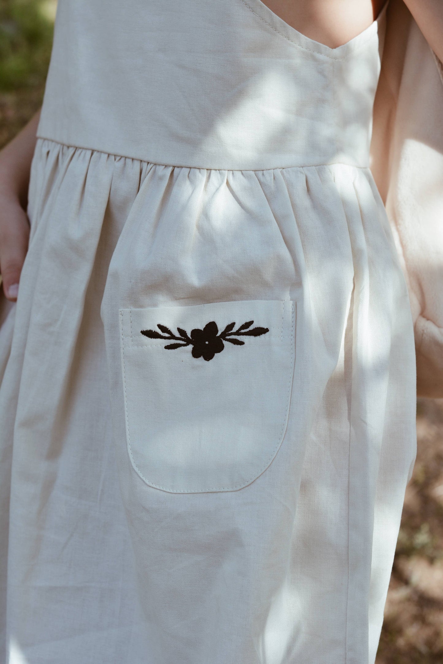 Baby / Girl Embroidered Summer Beige Dress 100% Cotton