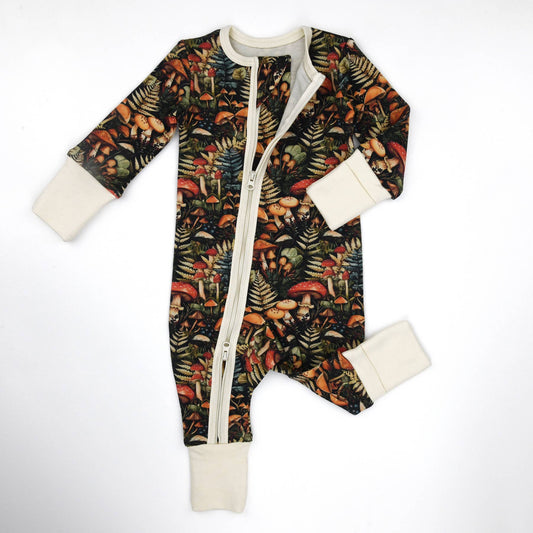 Organic Cotton Pajamas Zipper Sleeper, Mushroom