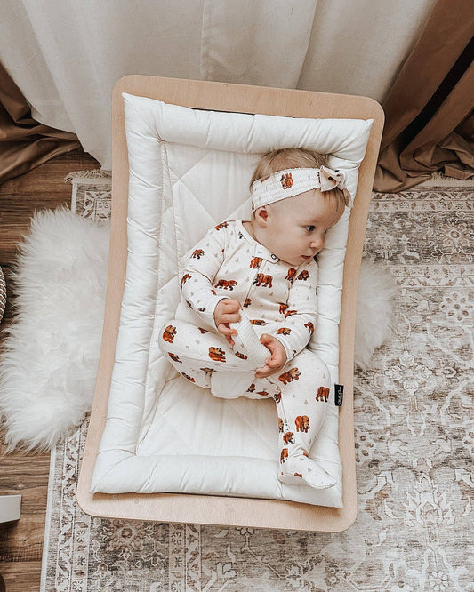 Organic 2-Way Zipper Footie in Brown Bear