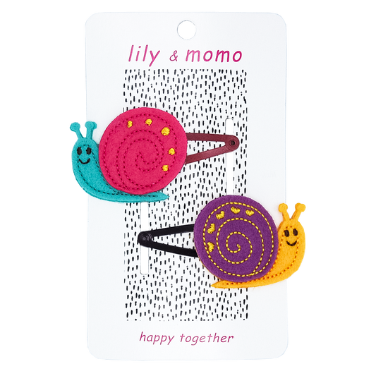 Silly Snail Hair Clips | Pink and Purple