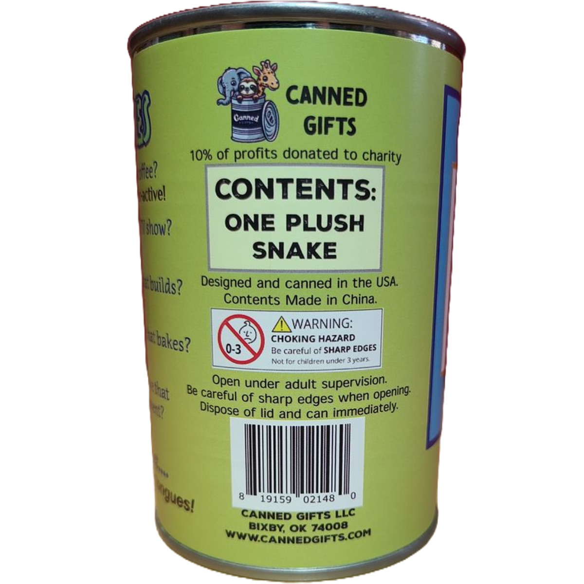 Slinky the Canned Snake Stuffed Animal Plush w/Funny Jokes