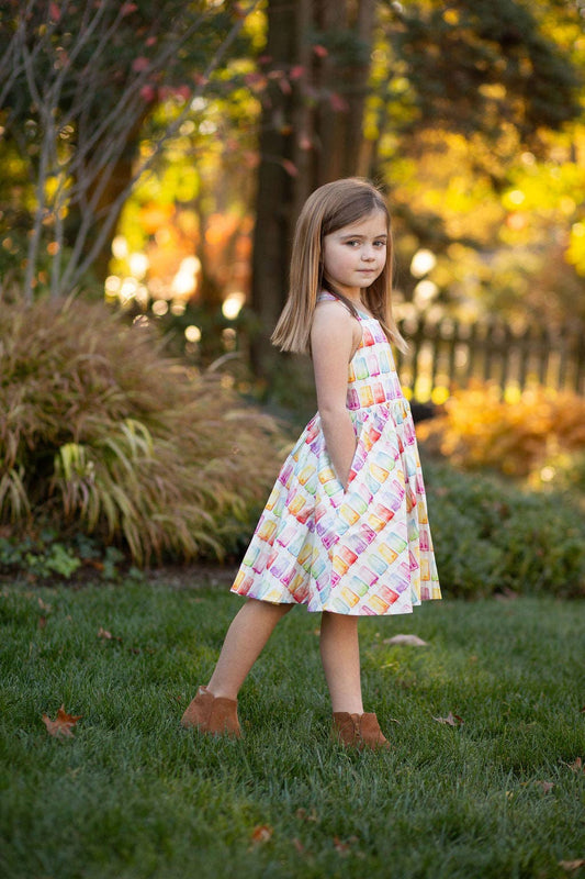 Cross Back Twirly Dress in Popsicles