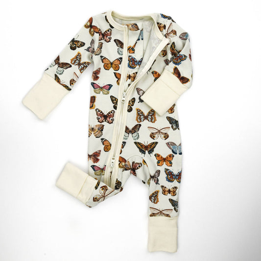 Organic Cotton Pajamas Zipper Sleeper, Butterflies