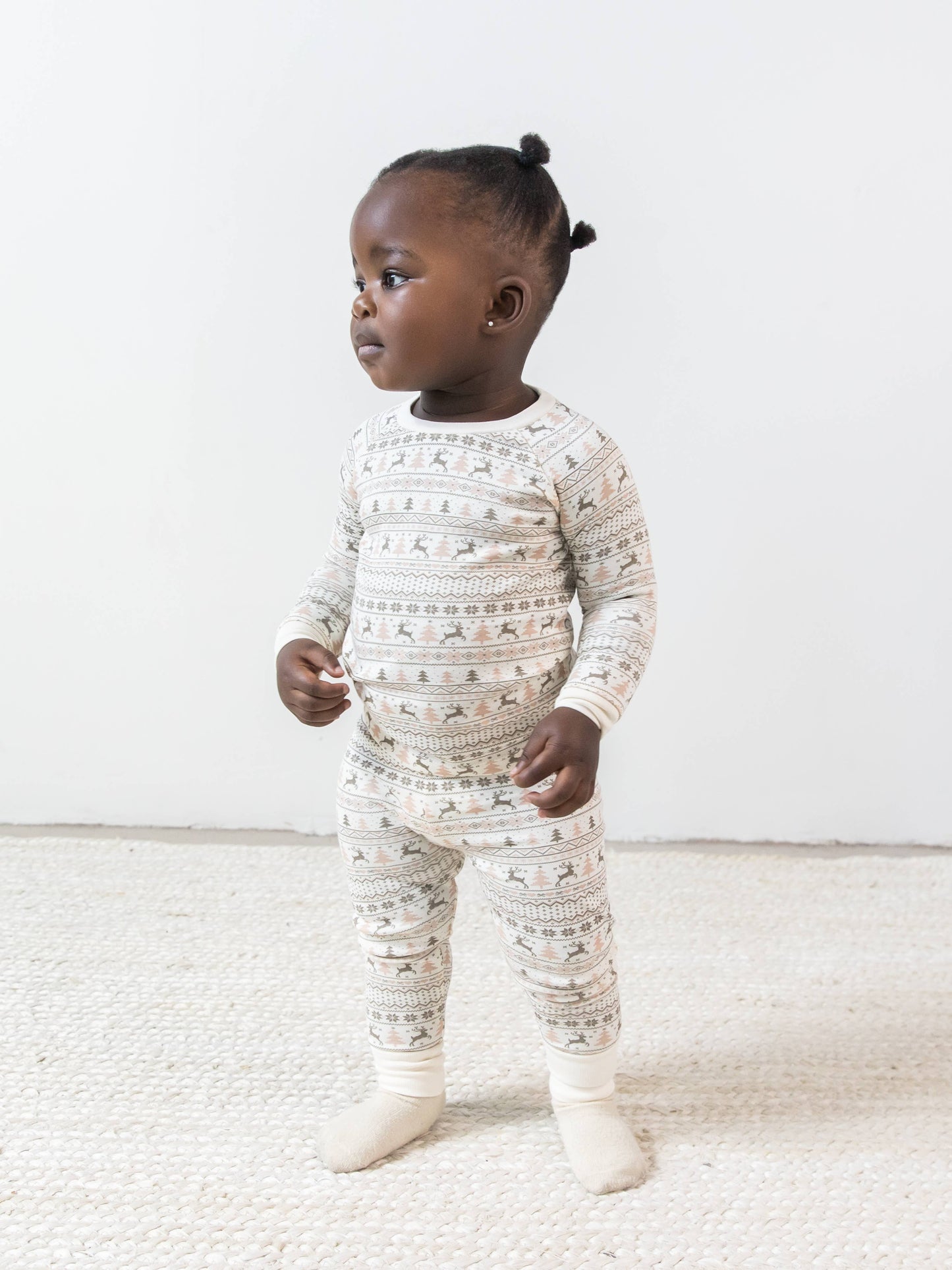 Organic Baby Long Sleeve Jammies - Fairisle / Fawn