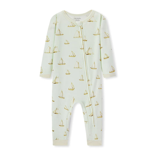 Organic Cotton Zipper Pajama | Sailboat Melody