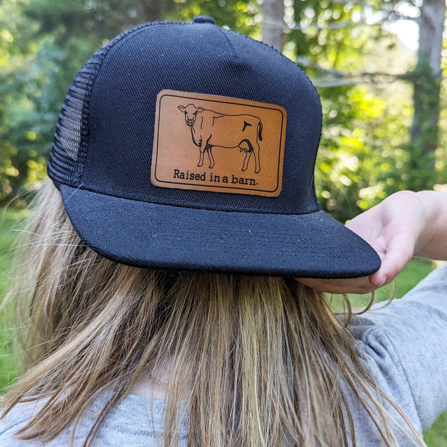 Raised in a barn Cow Western Kids Trucker Hat Fall 2024