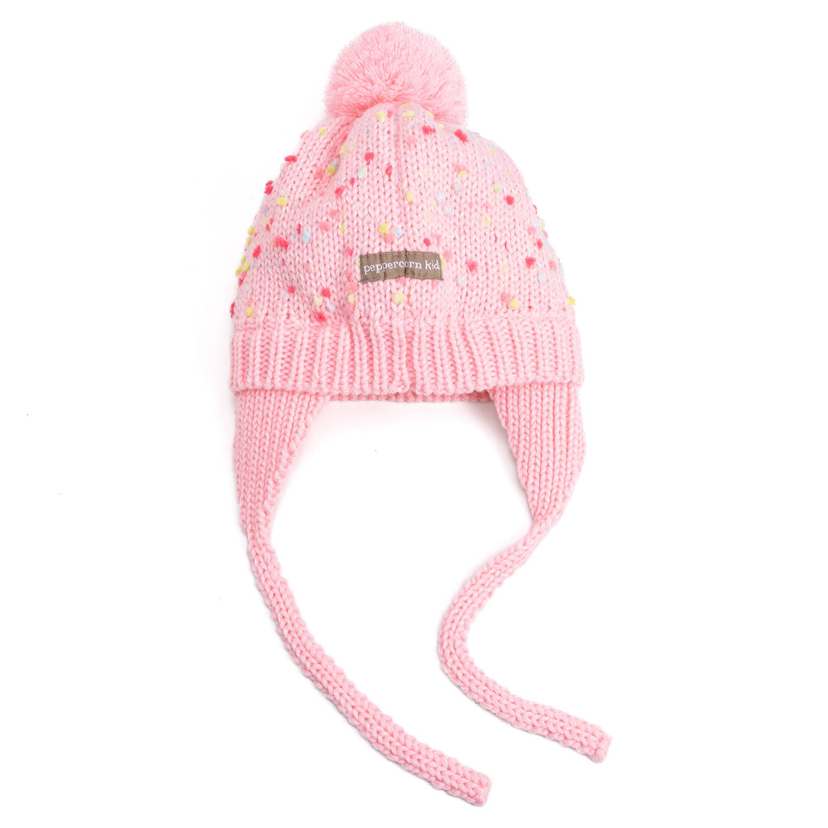 Earflap Winter Hat- Pink Specked- Toddler/ Girls 1-6