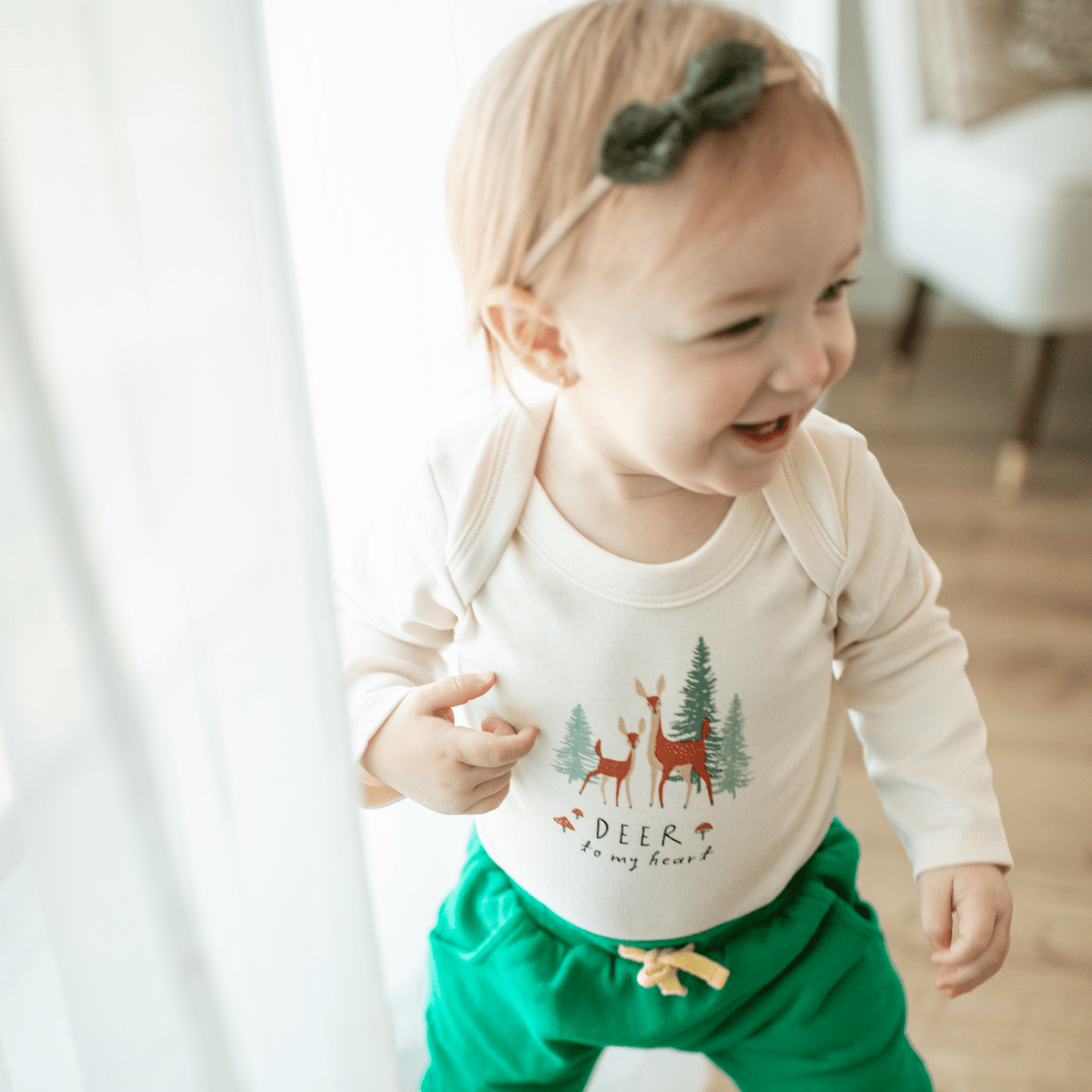 Baby long sleeve graphic organic bodysuit | deer to my heart