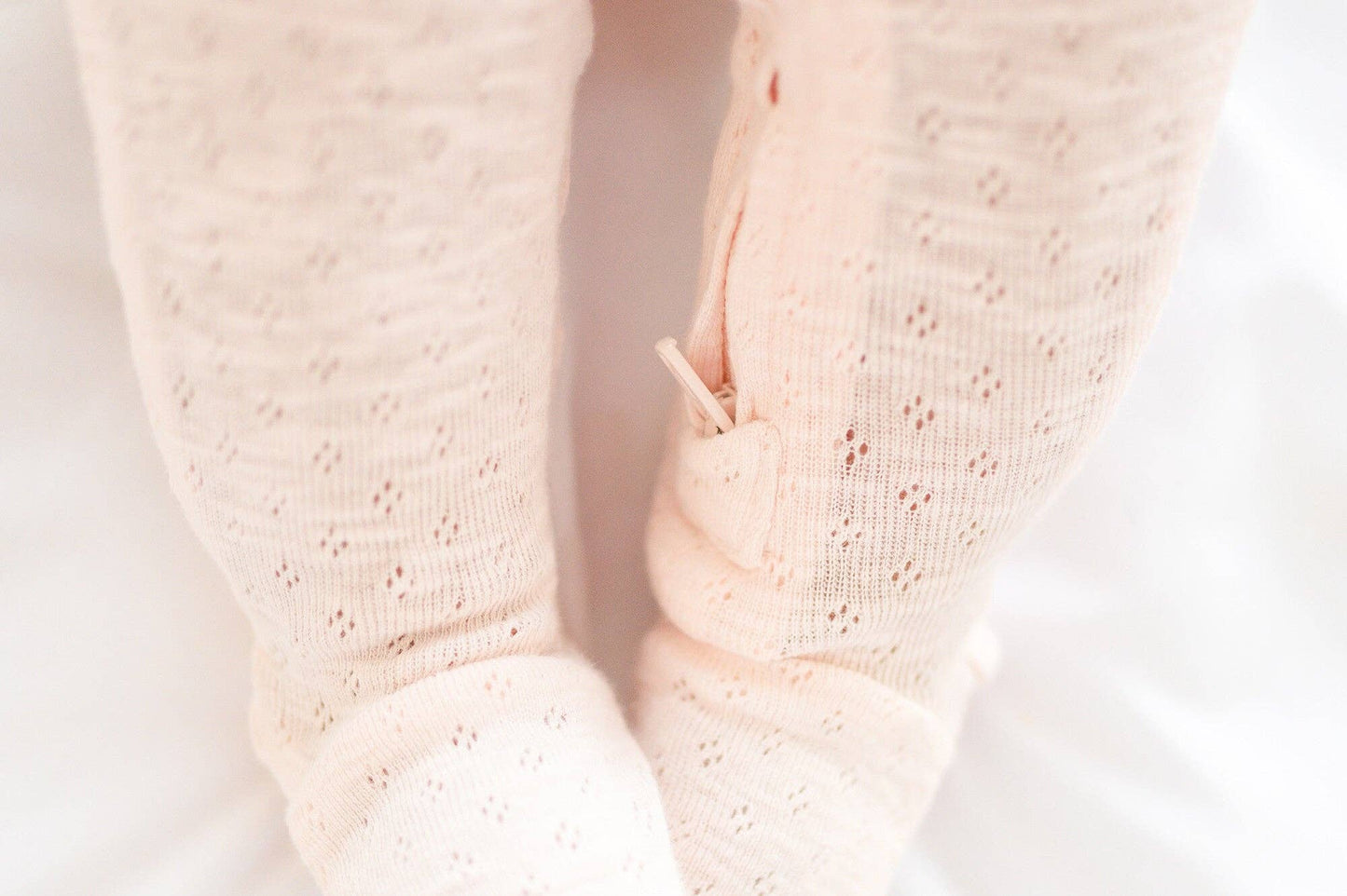 Organic Pointelle 2-Way Zipper Footie in Cotton Candy