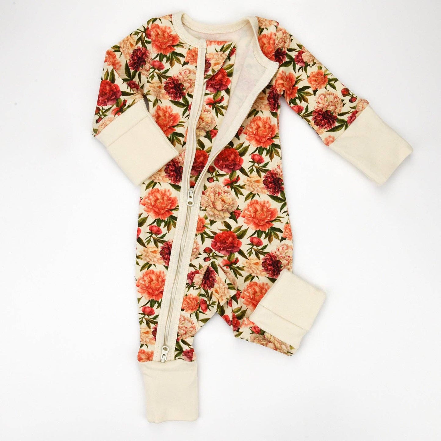 Organic Cotton Baby Pajamas 2-Way Zip Front Zipper Sleeper, Petunia